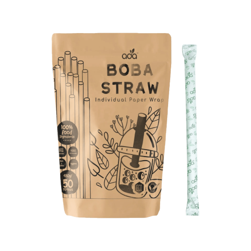 Plant Based Ada Boba Straw with Wrap (13mm X 200mm) - ADA